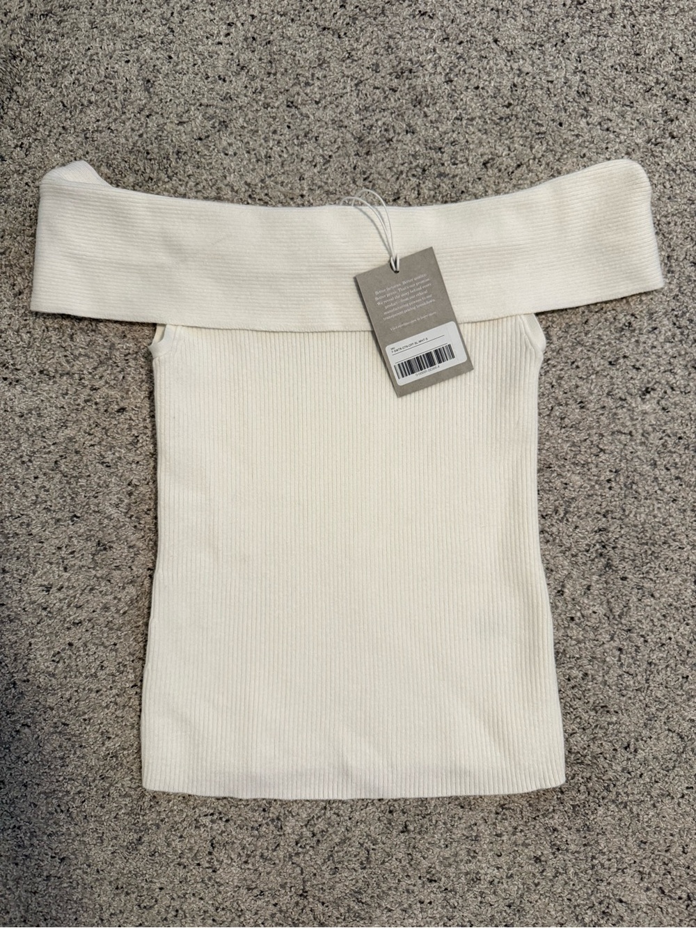 Everlane Cream Off-the-Shoulder Ribbed Sweater Top